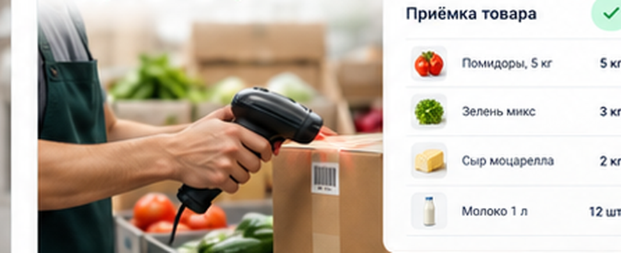 Сотрудник склада сканирует штрихкод на товарной коробке